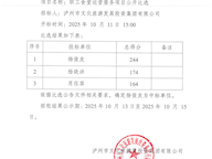 瀘州市文化旅游發(fā)展投資集團有限公司職工食堂運營服務(wù)項目比選結(jié)果公示
